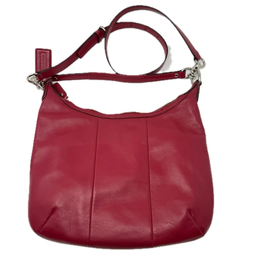 COACH Kristin Woven Leather Hobo Satchel Shoulder Crossbody Bag Scarlet Red